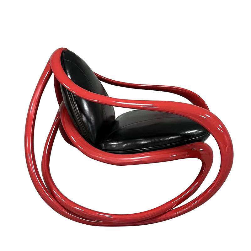 北欧轻奢实木摇摇椅扶手单人设计师休闲躺椅客厅阳台创意懒人沙发