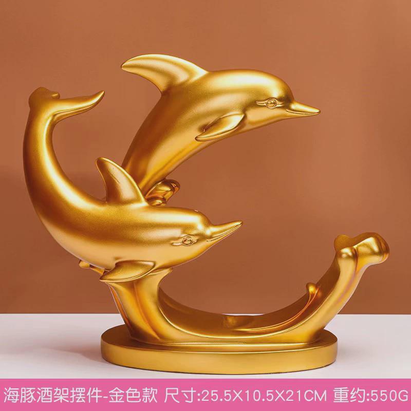 创意高档北欧海豚餐客厅酒柜摆件酒托轻奢玄关家居红酒架边桌高级