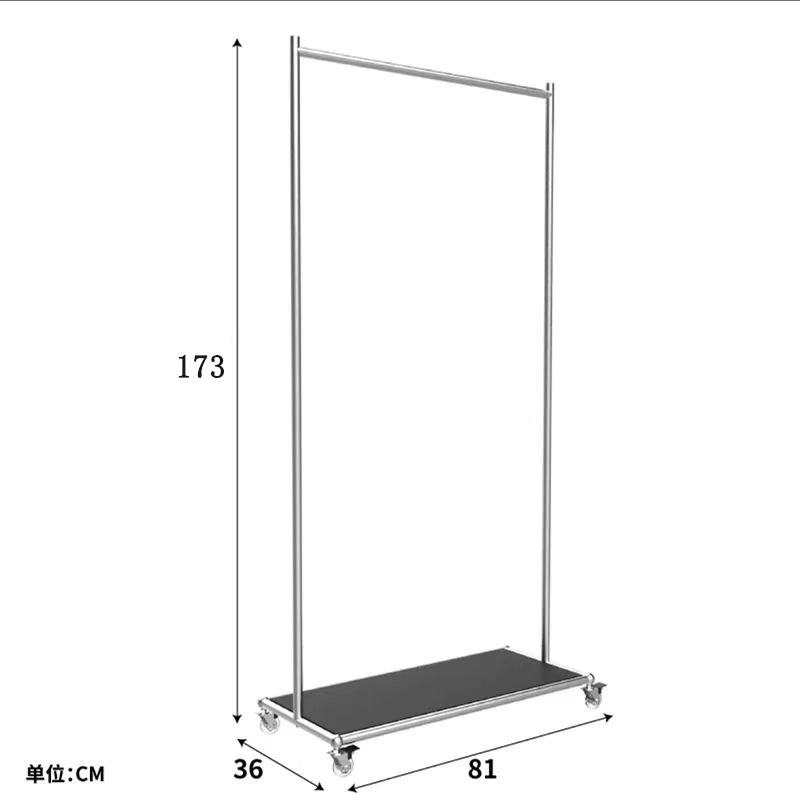 中古衣帽架可挂衣架落地置物架简约现代家用网红不锈钢带轮移动
