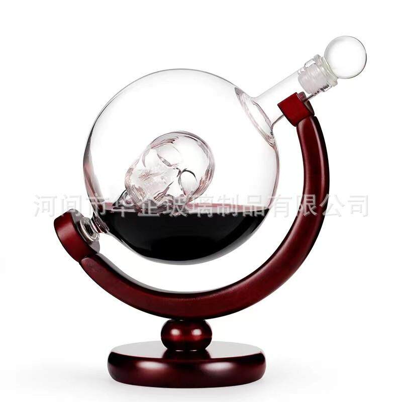 供应500ml玻璃地球造型仪器红酒壶工艺酒瓶摆件盛酒器醒酒器套装