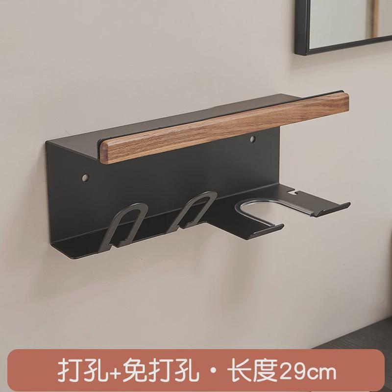 卫生间牙刷置物架收纳架架子胡桃木免打孔壁挂式多功能洗脸巾牙杯