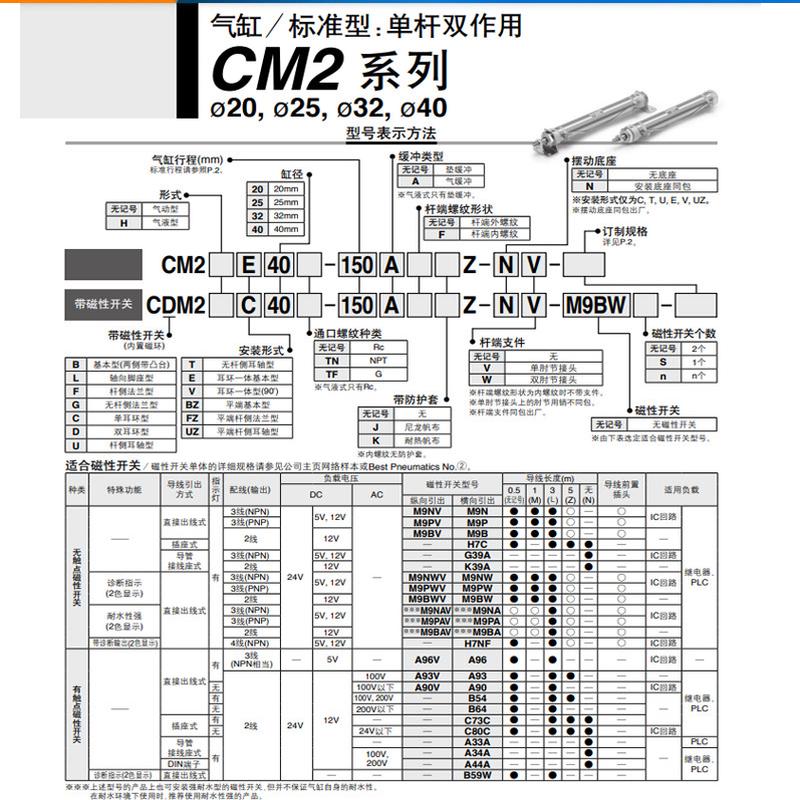 SMC原装不锈钢气缸CM2E/CDM2E系列多规格可选适合工业自动化