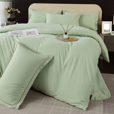 素色纯色四件套床上轻奢磨毛水洗棉三件套被套床单定制