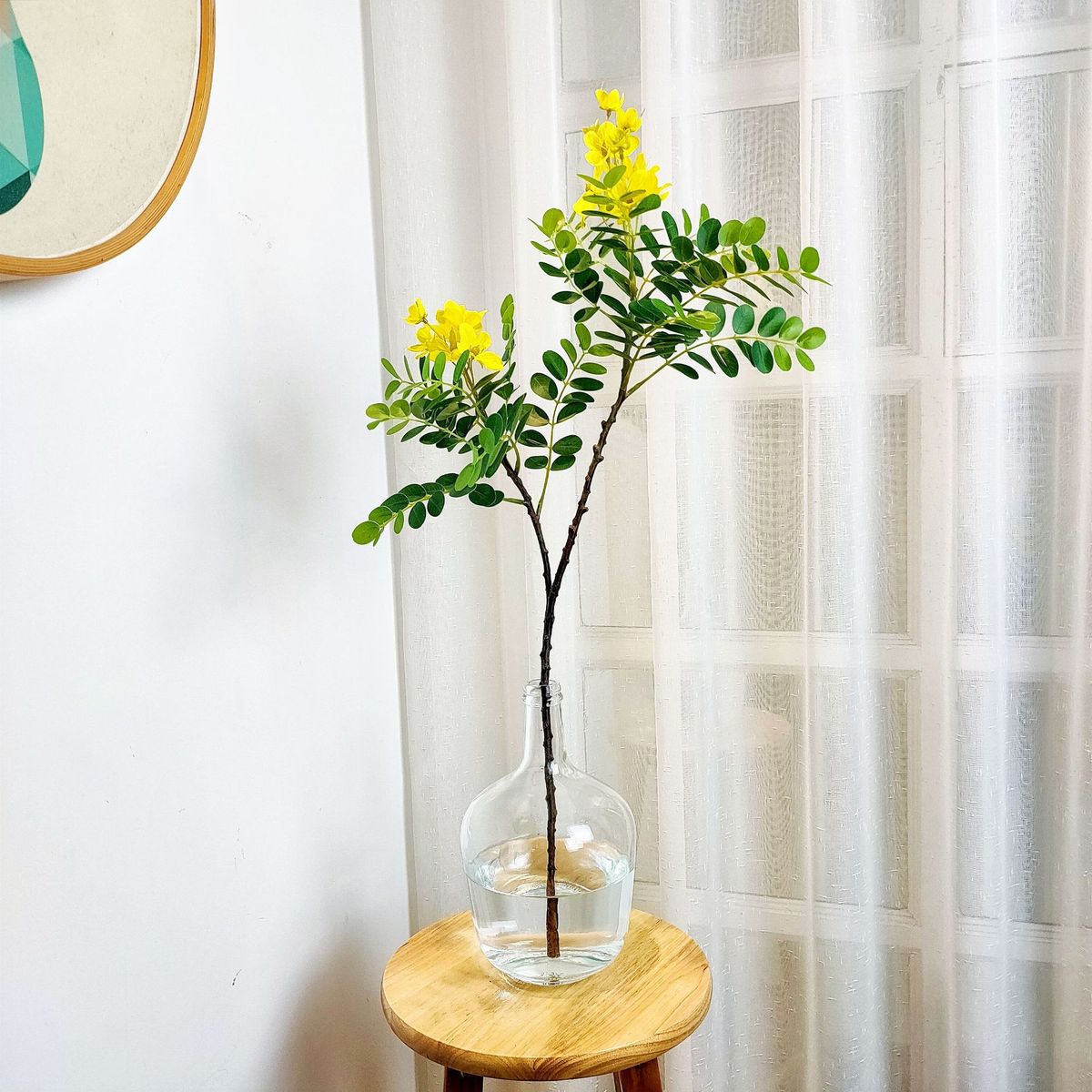 楼夏家仿真绿植黄槐花假花落地植物客厅卧室ins风小清新花卉摆件
