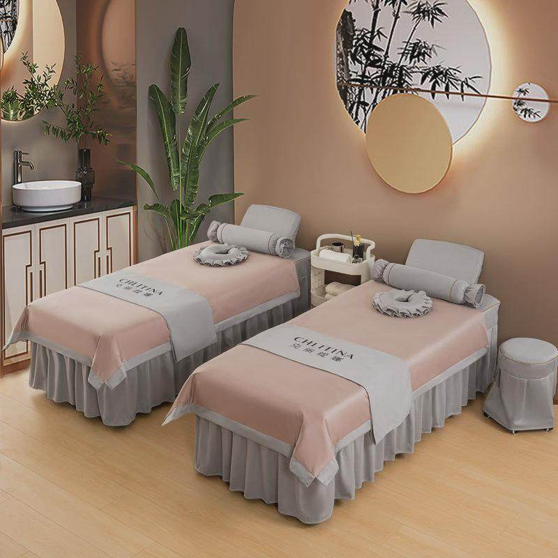 高档美容床四件套高级轻奢床罩美容院高档洗头床按摩床单四季通用