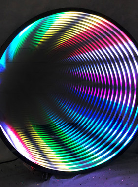 霓虹灯发光字圆彩虹深渊镜无限镜3d千层镜面隧道延伸镜led灯制作