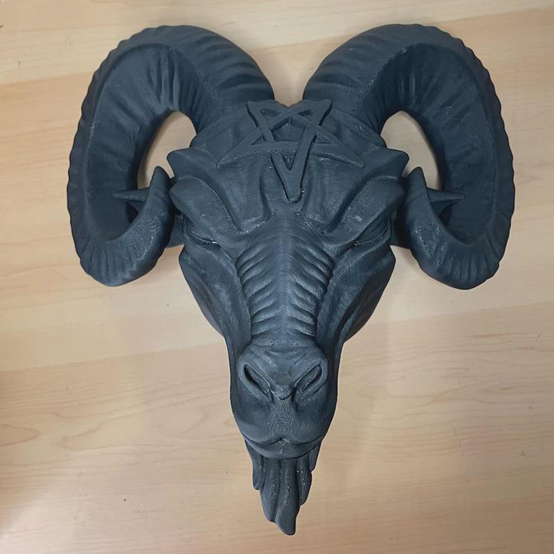 跨境万圣节爆款树脂羊头三件套摆件家居墙上装饰品饰品收纳小摆件