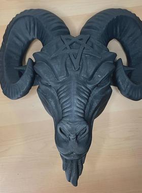 万圣节爆款树脂羊头墙上装饰品摆件家居三件套饰品收纳小摆件