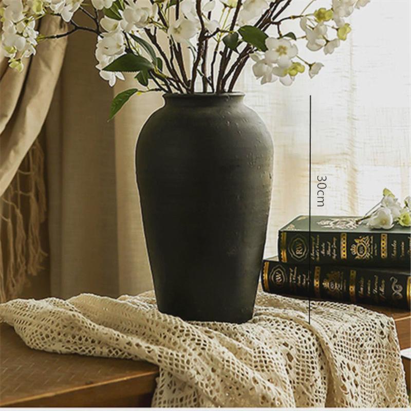 粗陶复古花瓶摆件花盆客厅美式陶罐瓶子创意做旧仿古土陶盆插干花