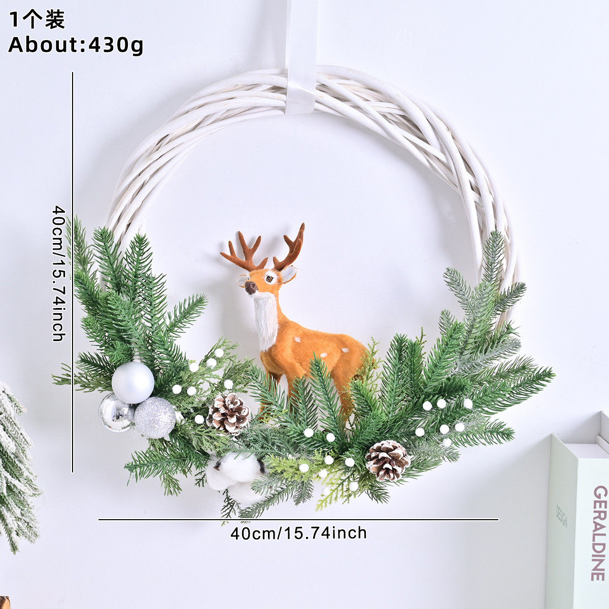 跨镜新款麋鹿圣诞藤条花环装饰品挂件摆饰梦环带灯房子门挂,节庆用品/礼品,圣诞装饰品,淘宝优惠券,粉丝福利购,淘宝优惠卷