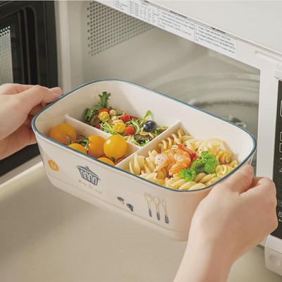 陶瓷饭盒分格盒带盖可微波炉加热上班族带饭餐盒学生便携便当盒
