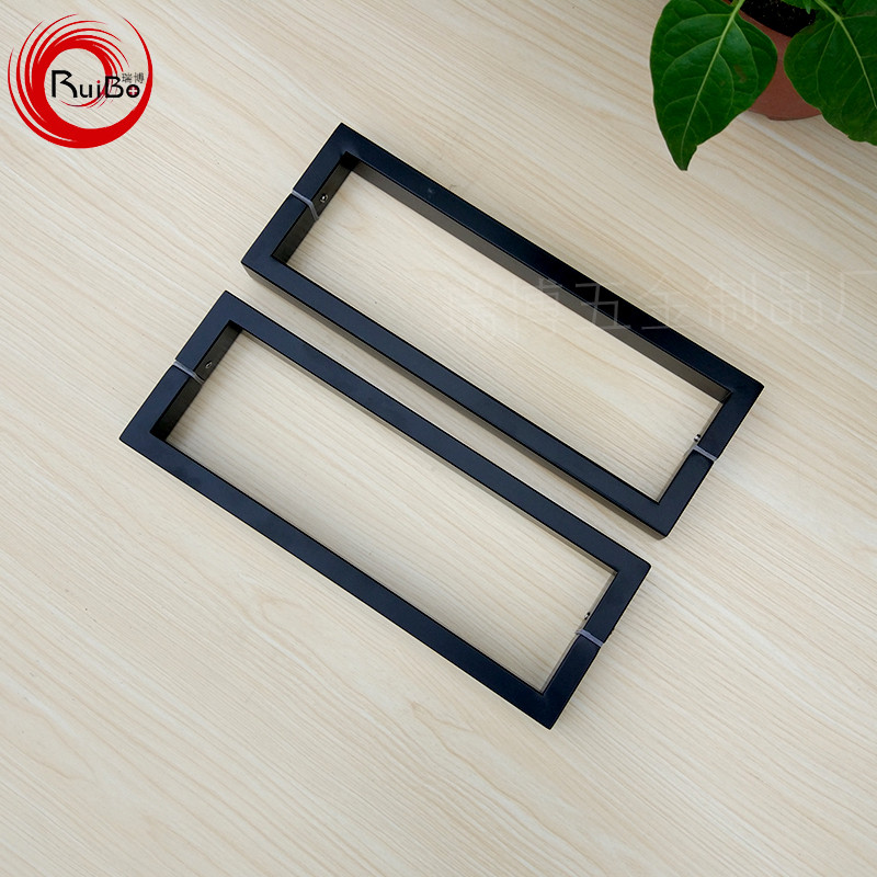 加厚不锈钢方管双弯哑黑玻璃门拉手有框移门木门把手金属扶手黑色