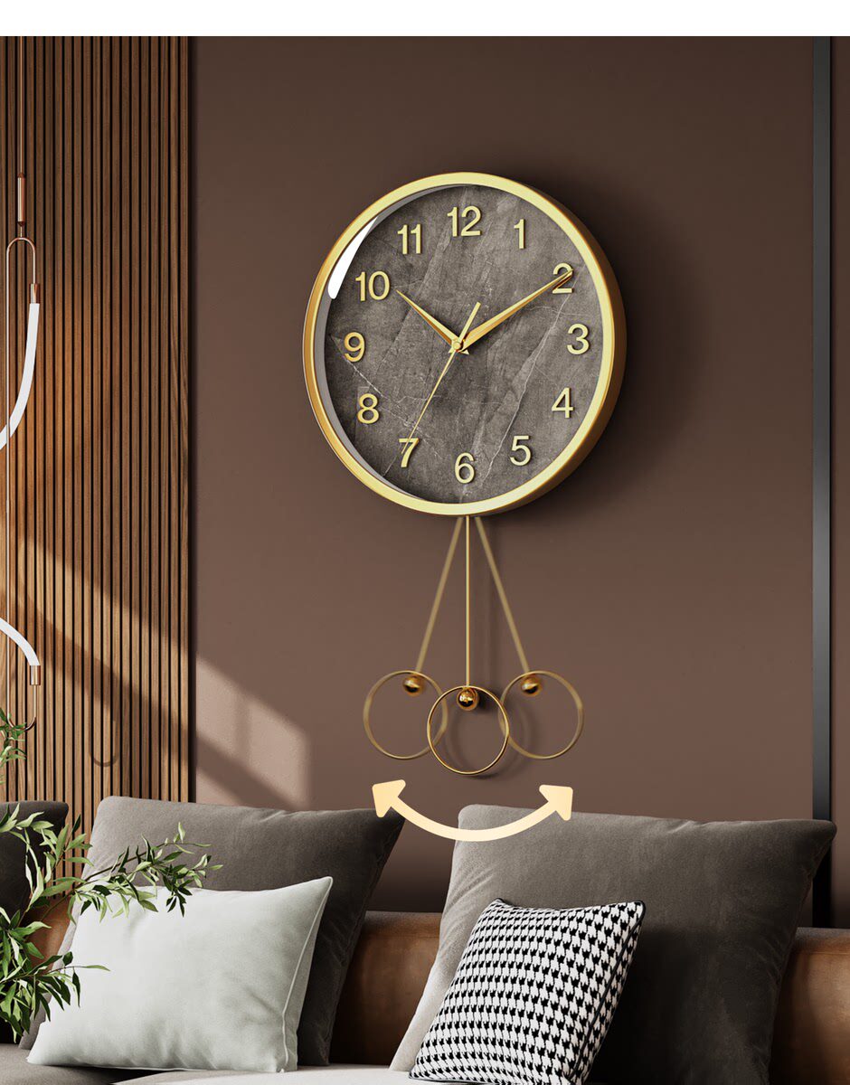 товар из китая 挂表挂钟客厅家用时尚2024新款轻奢大气电子钟挂墙新中式静音钟表