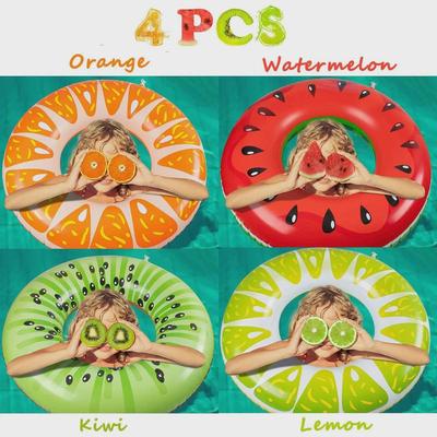 跨境现货充气水果游泳圈PVC加厚夏季亲子儿童水上腋下圈游泳用品