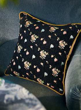 3bsa偏爱集美式复古抱枕绿色客厅沙发法式玫瑰绣花荷叶边腰枕靠垫