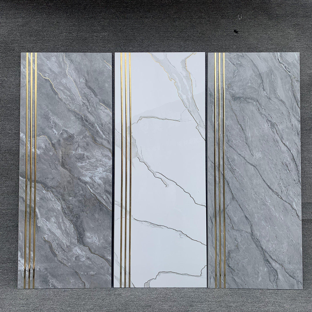 佛山通体大理石瓷砖镀金梯级踏步瓷砖470x1200一体式台阶楼梯瓷砖