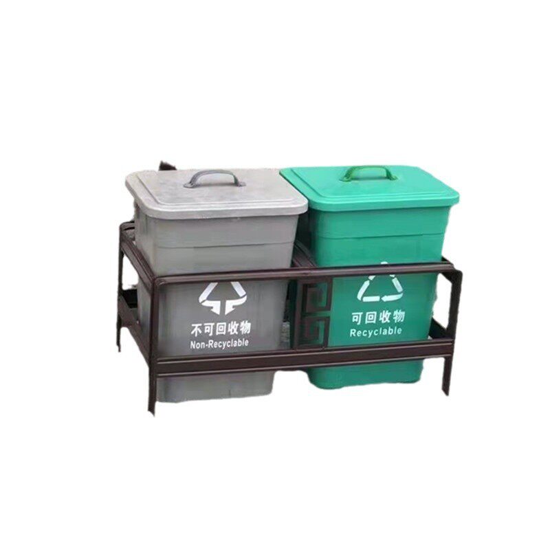 户外垃圾桶架子二分类垃圾桶30l50l分类架广告牌固定架街道新农村
