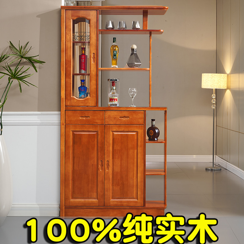 隔断柜实木双面间厅柜中式入户屏风客厅酒柜全实木原木进门玄关柜