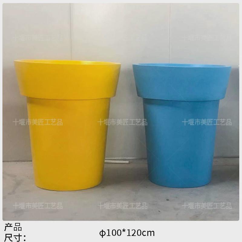 玻璃钢花盆公园大花缸树盆绿植学校花池种植池商场美陈花坛树池