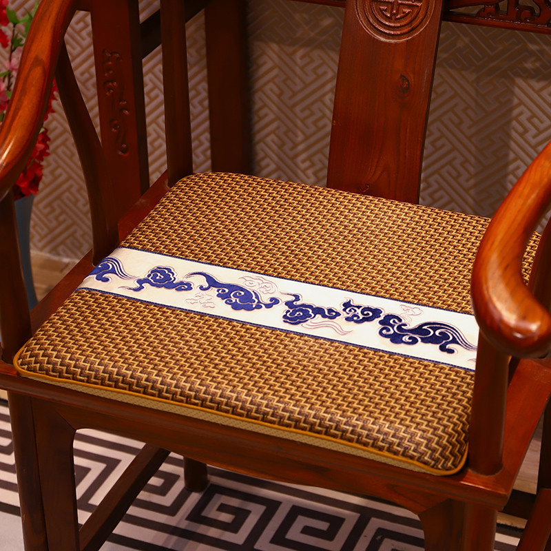4txn中式红木沙发坐垫夏季圈椅透气藤席凉席冰丝椅垫餐椅茶椅凉垫