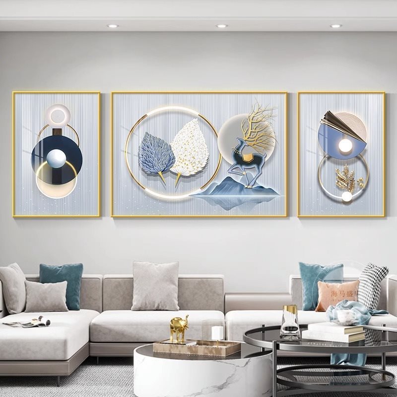 高级感客厅装饰画沙发背景墙现代简约三联3连画大气挂画轻奢壁画