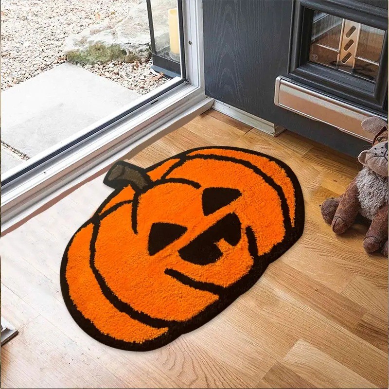 跨境北欧创意植绒万圣节地毯家用卧室客厅玄关地毯衣帽间装饰地毯