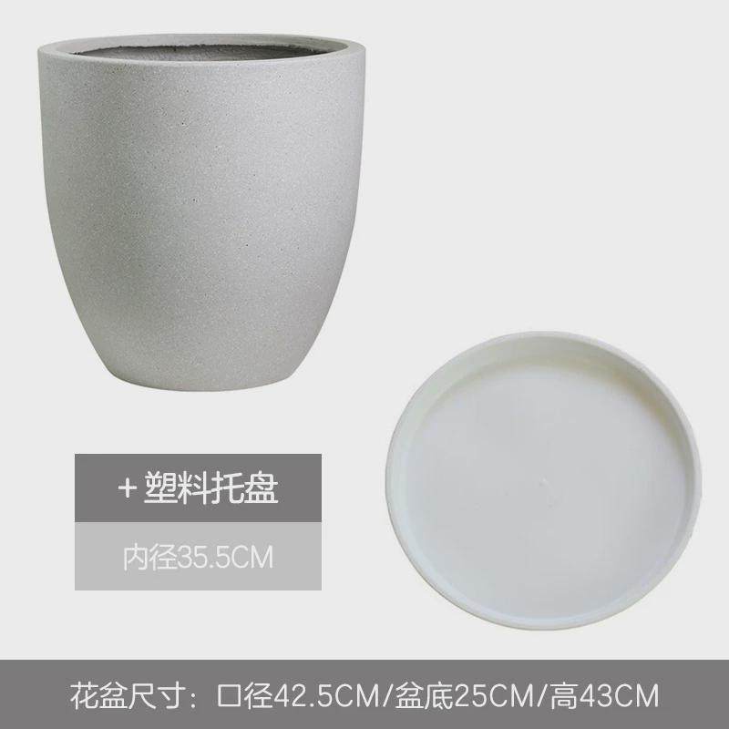 北欧简约水泥花盆客厅落地创意个性特大号圆形绿植盆栽盆器