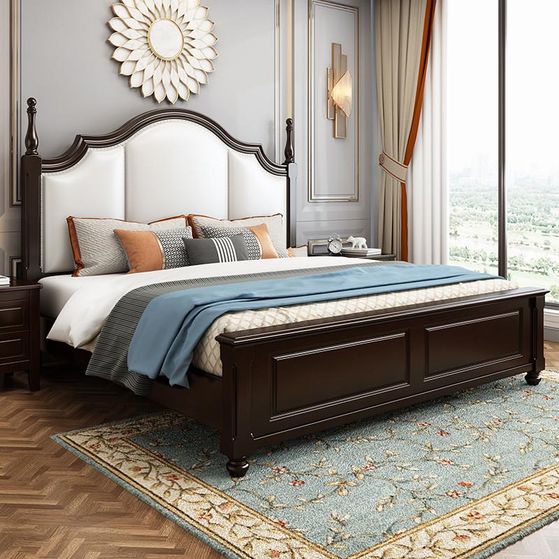 美式实木床轻奢公主床1.8m双人床白色欧式床现代简约高箱储物婚床