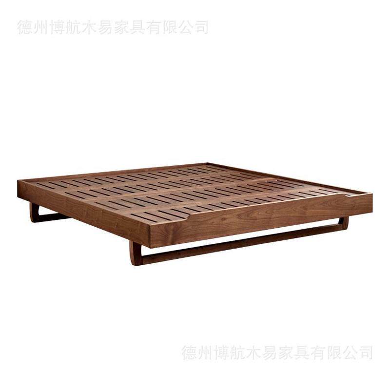 1.8米2米北美实木悬浮床实木小户型黑胡桃木矮床无床头靠背双人床