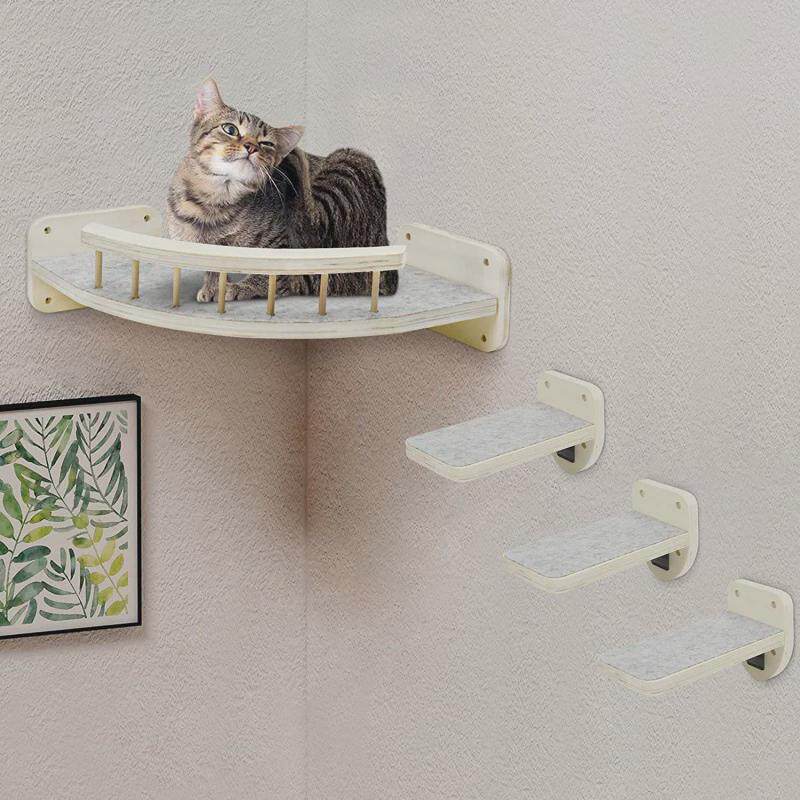墙壁猫爬架猫吊床壁架简约墙上猫咪栖息实木猫跳台猫抓柱猫墙架