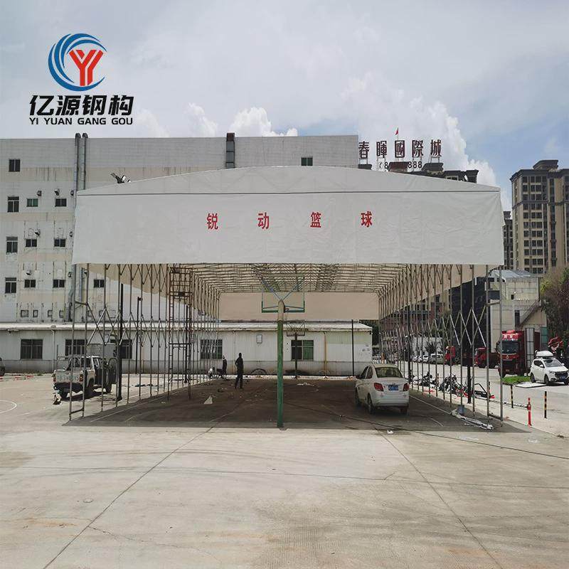 厂家直销物流活动推拉蓬户外篮球场遮阳雨棚手动伸缩式帐篷