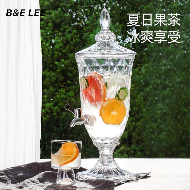 玻璃冷水壶啤酒水果茶饮料桶带果汁扎壶商用柠檬水桶容器