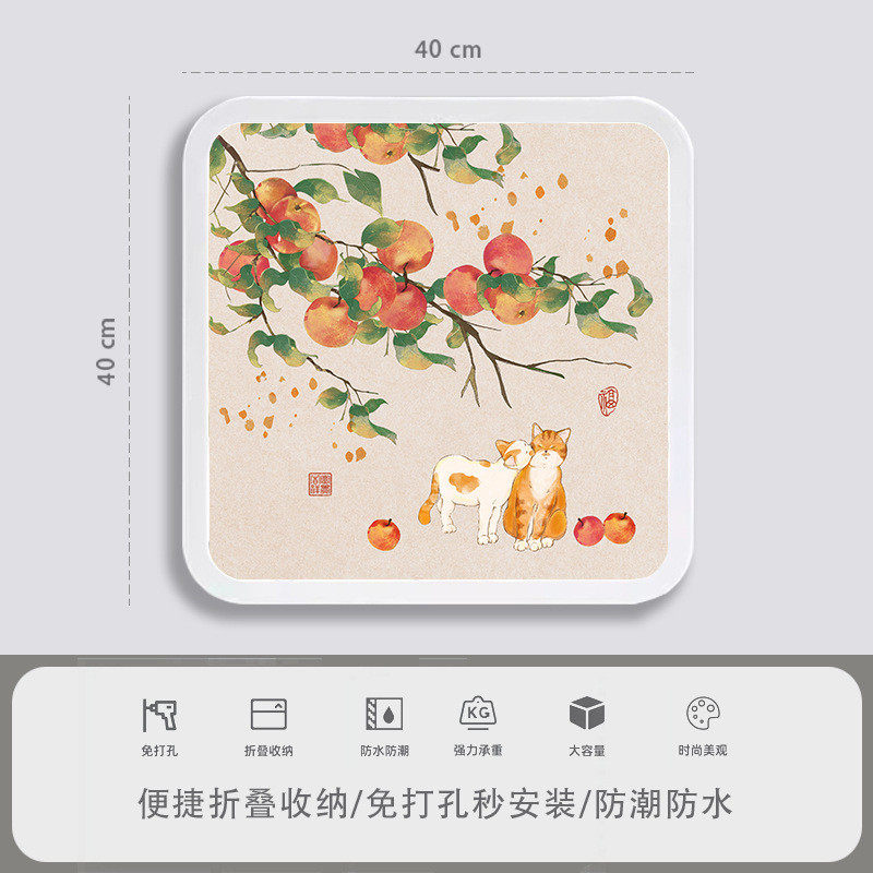 浴室挂画放干衣服折叠收纳柜放置卫生间置物架壁画防水收纳盒