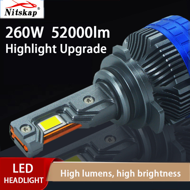 跨境三铜管汽车LED大灯260W大功率H7H4H1190059012高流明远近车灯