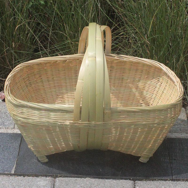 新款手工编织手提菜篮 大竹篮装鸡蛋篮子水果篮收纳筐 买菜竹编篮