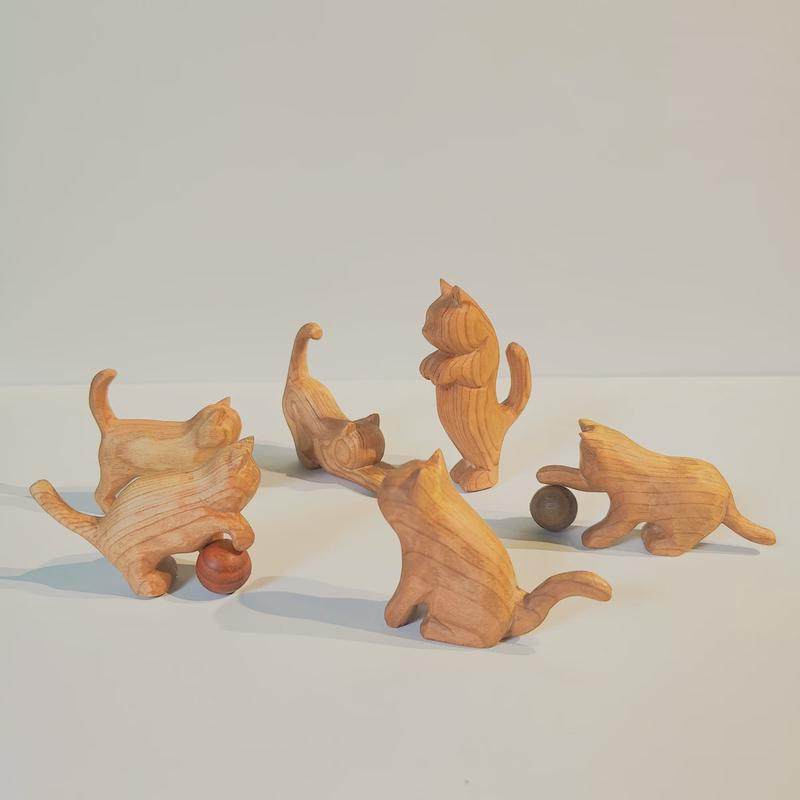 冰冷森林 朦胧猫咪桌面摆件 实木手作各形态造型手工木雕猫店摆件,家居饰品,桌面摆件,淘宝优惠券,粉丝福利购,淘宝优惠卷