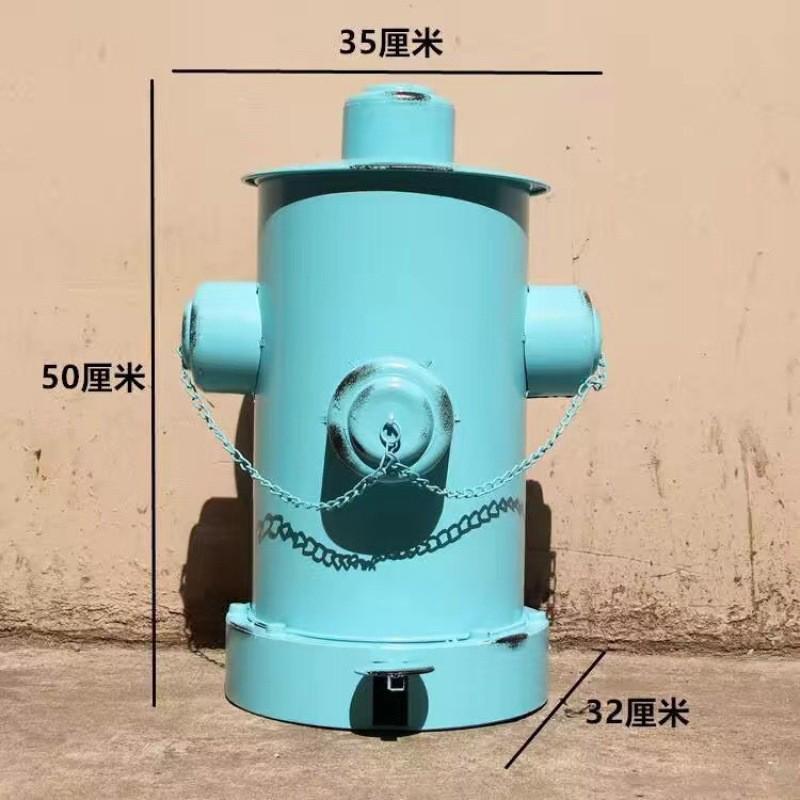 复古铁艺工业风创意个性消防栓大号带盖客厅金属垃圾桶脚踩户外筒