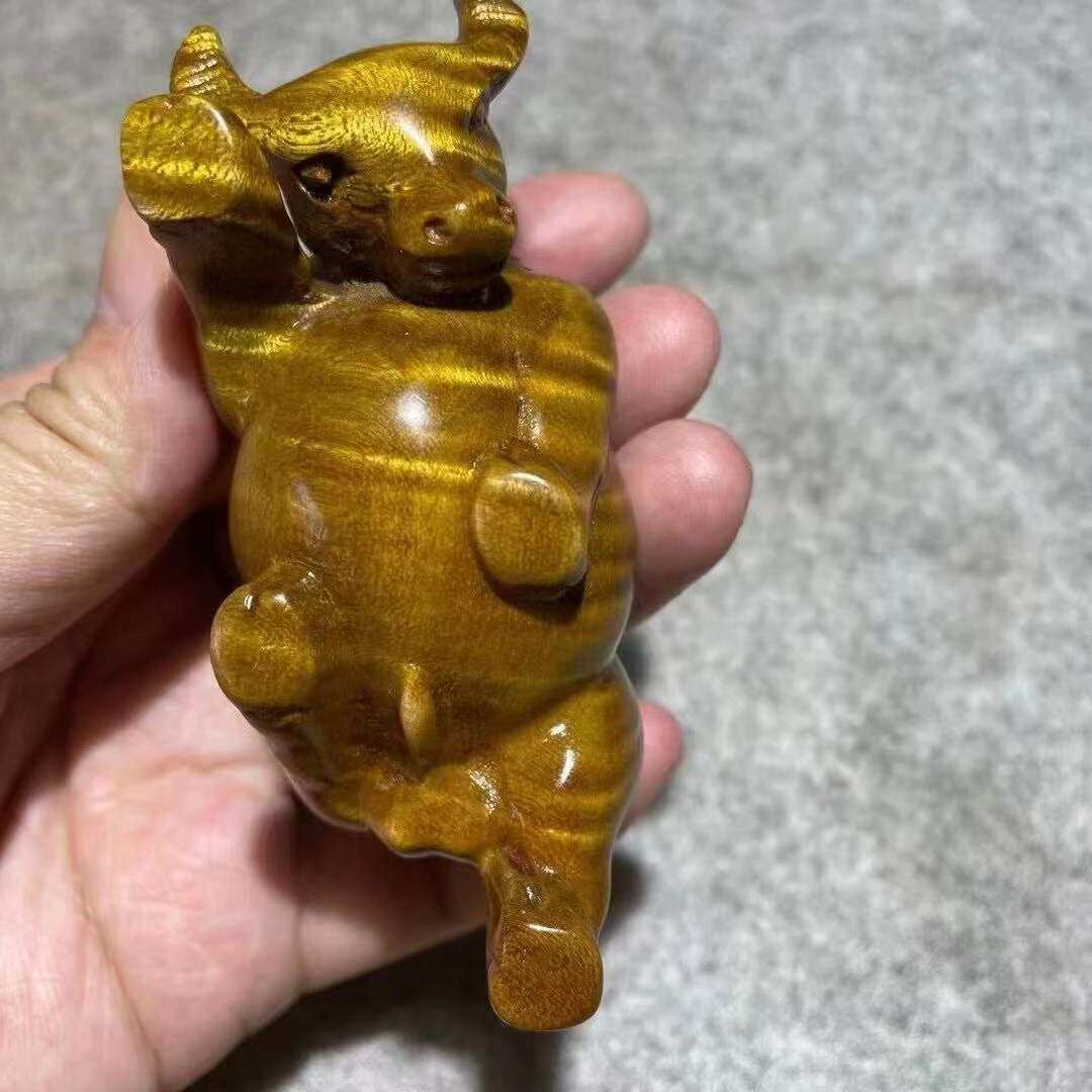 金丝楠木满水波纹手把件斗牛葫芦富甲天下文玩老料吊坠手工雕刻