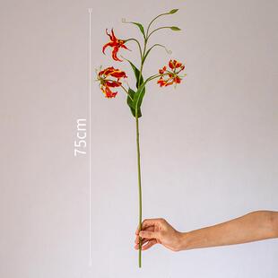 花假花兰火焰百合嘉绢花插花摆设客厅餐桌婚庆装饰花艺