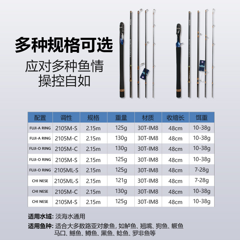 新款便携五节抛杆多节杆fuji富士导环远投竿泛用旅行竿路亚竿