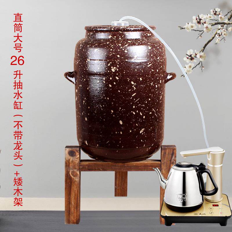 紫砂水缸带龙头储水罐大号家用抽水缸小号净水缸过滤茶水桶两用