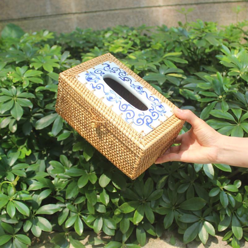 新款日式方型纸巾盒手编织圆桶个性抽纸盒时尚抽纸盒家居用纸巾筒