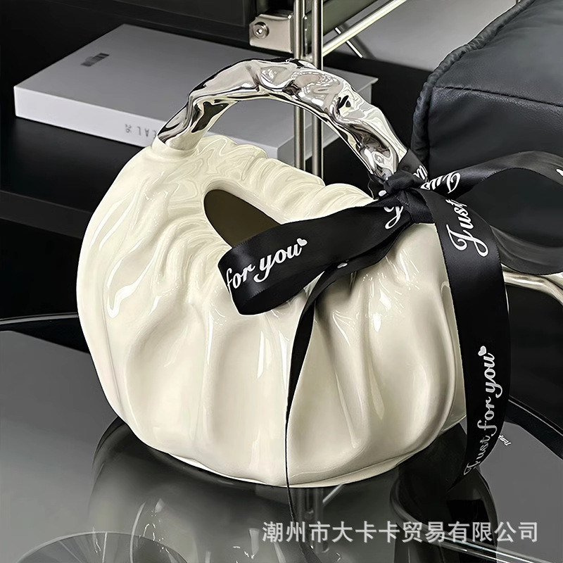 轻奢手提纸巾盒陶瓷高颜值家用客厅抽纸盒多巴胺ins创意设计摆件