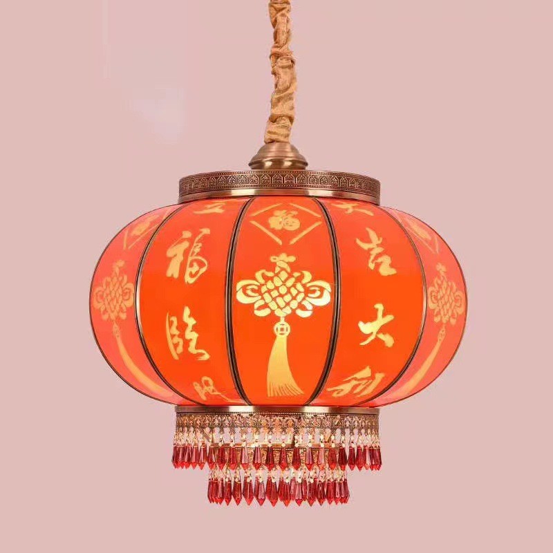 中式大红全铜灯笼灯春节喜庆结婚乔迁防水灯笼别墅阳台灯户外新年