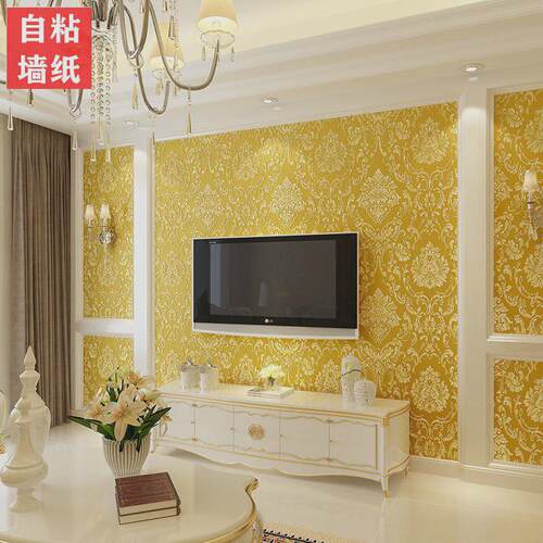 无纺布墙纸自粘3d立体欧式壁纸卧室客厅背景墙美容院酒店翻新ins