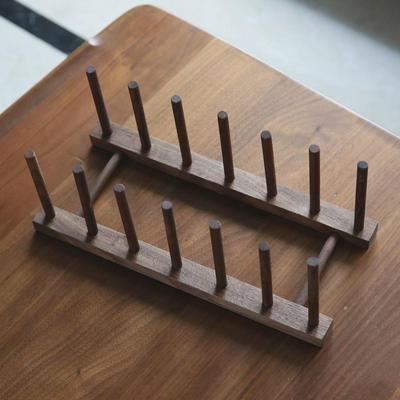 盘子架盘子架黑胡桃木餐盘收纳架子厨房砧板沥水架子