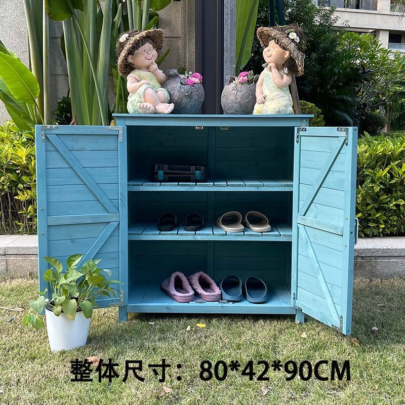 4txn批发防水收纳柜子门口实木田园鞋柜户外庭院工具箱花园杂物柜