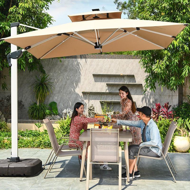 户外伞庭院遮阳伞LED液压伞3秒自动开伞花园院两用带灯罗马伞升降