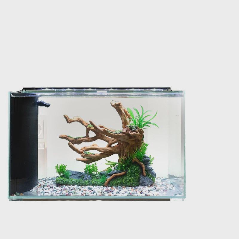 跨境流水休闲超白透明增氧造景水族箱鱼缸办公室桌面创意过滤水箱