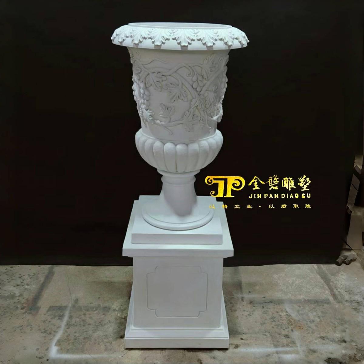 花盆直供园林景观石雕花盆树脂工艺品砂岩雕刻花钵出口雕塑厂家